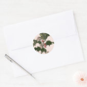 ビンテージクリスマス、赤い果実のホリー植物 ラウンドシール (封筒)