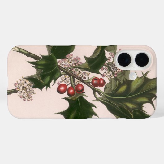 ビンテージクリスマス、赤い果実のホリー植物 Case-Mate iPhoneケース (裏面 (横))