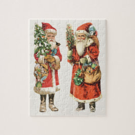 ビンテージクリスマス、2体のサンタクロースの切り抜き画像 ジグソーパズル