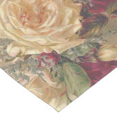 ビンテージクリームとバーガンディーローズの花模様 ショートテーブルランナー (コーナー)