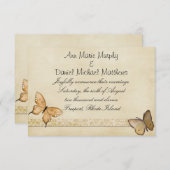 ビンテージクリームバタフライウェディングアナウンスメント 案内状 (正面/裏面)