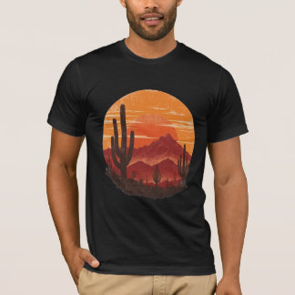 ビンテージサウスウェストデザートサンセットサボテンTシャツ Tシャツ