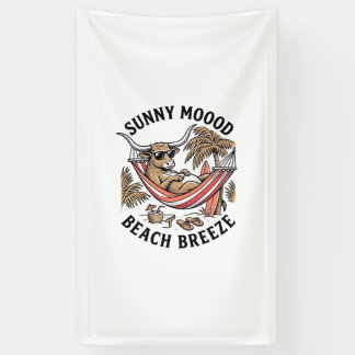 ビンテージサマー ファームアニマルアート ビーチカウTシャツ 横断幕