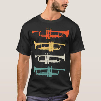 ビンテージサンセットトランペットジャズ音楽愛好家 Tシャツ