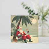 ビンテージサンタのトロピカルビーチホリデーレトロ シーズンカード (スタンド正面)