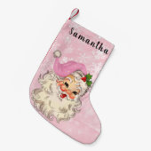 ビンテージサンタクリスマスピンク スモールクリスマスストッキング (正面 (吊り時))