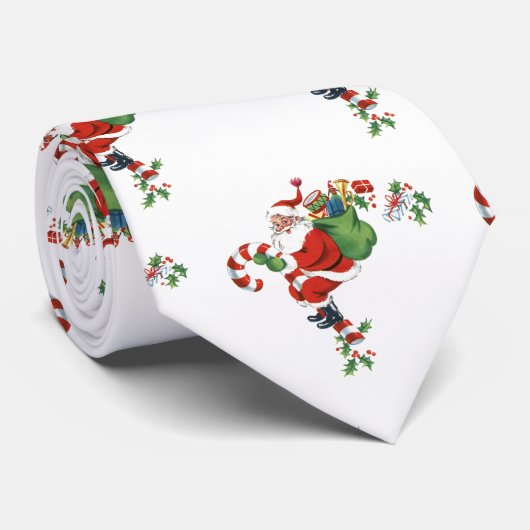 ビンテージサンタクリスマス ビンテージギフト 赤 フェスティブ ネクタイ (ロール)