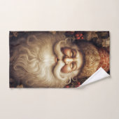 ビンテージサンタクロースのブロケード帽子 赤い実 バスタオルセット (ハンドタオル)