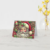 ビンテージサンタクロース カード (黄色い花)