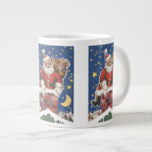 ビンテージサンタクロース、クリスマスの前の夜 ジャンボコーヒーマグカップ (正面右)