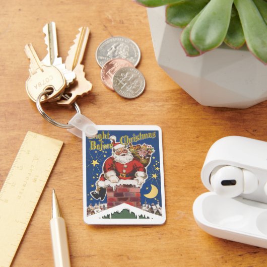 ビンテージサンタクロース、クリスマスの夜 キーホルダー (デスク)