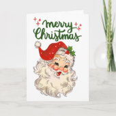 ビンテージサンタ メリークリスマス 家族の休日 シーズンカード (正面)