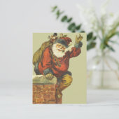 ビンテージサンタ　煙突を降りてくる シーズンポストカード (スタンド正面)