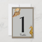 ビンテージシーアニマルズビーチウェディングテーブルナンバー 招待状 (正面)