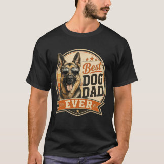 ビンテージジャーマンシェパード ベストな犬の父さん Tシャツ