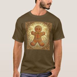 ビンテージスタイルのクリスマスジンジャーブレッドマンクッキー Tシャツ