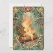 ビンテージスタイルのクリスマスツリー　冬至のユールログ シーズンカード (正面)