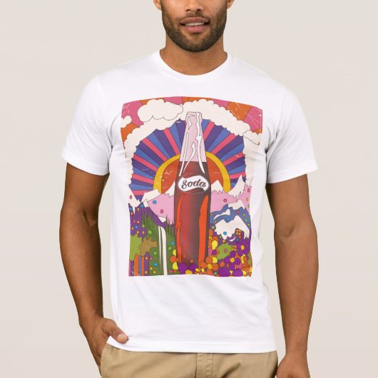 ビンテージスタイルのソーダ広告ポスター Tシャツ (正面)
