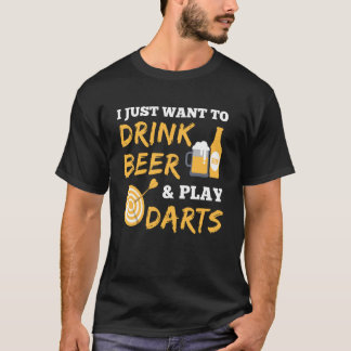 ビンテージスタイルのダーツとビールが最高 Tシャツ