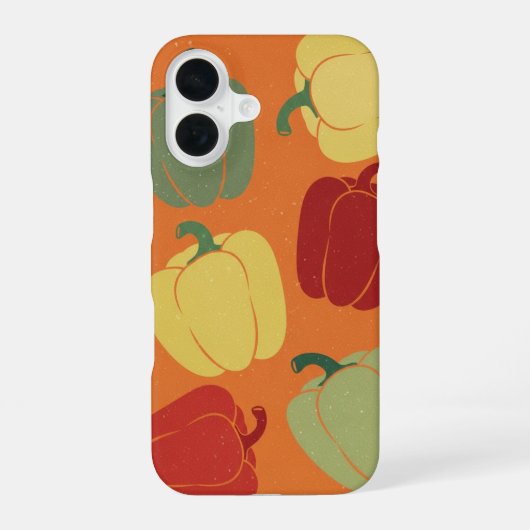 ビンテージスタイルのピーマンパターン iPhone 16ケース (裏面)
