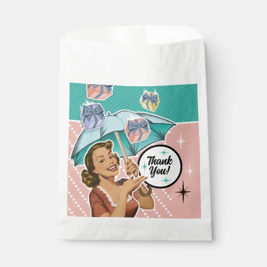 ビンテージスタイルの傘 ブライダルシャワーフェイバータグ フェイバーバッグ (正面)