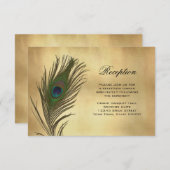ビンテージスタイルの孔雀の羽根 受付情報カード エンクロージャーカード (正面/裏面)