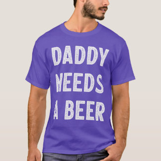 ビンテージスタイルの家族デザイン パパにビール Tシャツ