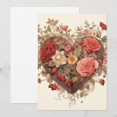 ビンテージスタイルの植物のバレンタイン シーズンカード (正面/裏面)