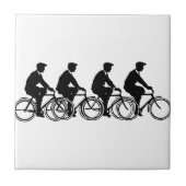 ビンテージスタイルの自転車とサイクリスト タイル (正面)