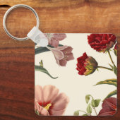 ビンテージスタイルの花の開花イラスト キーホルダー (正面)