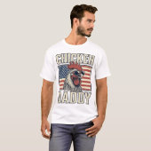 ビンテージスタイルの雄鶏と愛国的なニワトリお父さん Tシャツ (正面フル)