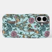 ビンテージスタイルの青い色の植物パターン Case-Mate iPhoneケース (裏面 (横))