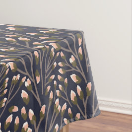 ビンテージスタイルの青い色の植物柄のテーブルクロス テーブルクロス