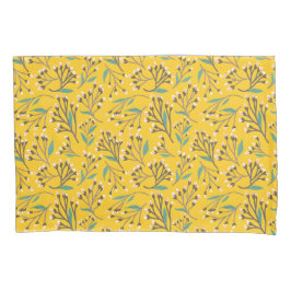 ビンテージスタイルの青い色の植物柄のピロー 枕カバー