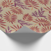 ビンテージスタイルの青い色の植物柄のラッピングペーパーです。 ラッピングペーパー (角)