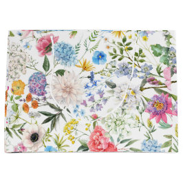 ビンテージスタイル カラフル フローラル デザイン ラージペーパーバッグ