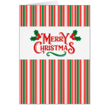 ビンテージストライプのクリスマスグリーティングカード