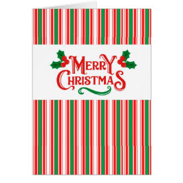 ビンテージストライプのクリスマスグリーティングカード