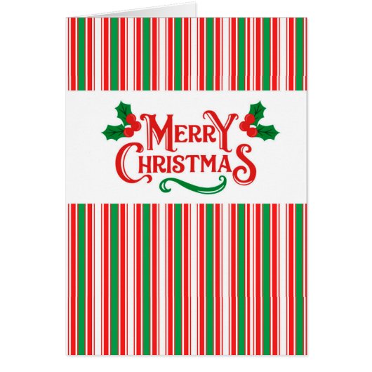 ビンテージストライプのクリスマスグリーティングカード (正面)