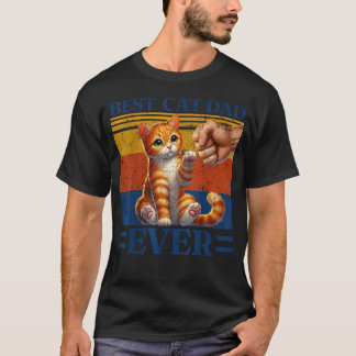 ビンテージタビー猫のパパ オレンジ Tシャツ