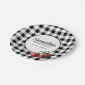 ビンテージチェリー ブラックホワイトギンガム ペーパープレート (アングル)