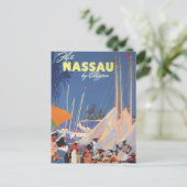 ビンテージトラベル、ナッソーハーバー、フロリダ、帆船 ポストカード (スタンド正面)