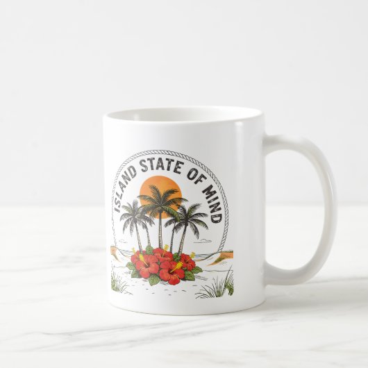 ビンテージトロピカルハイビスカス島の島の気分Isla コーヒーマグカップ (右)