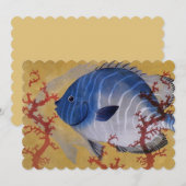 ビンテージトロピカルブルーフィッシュコーラルマリーンオceanライフ 招待状 (正面/裏面)