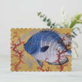 ビンテージトロピカルブルーフィッシュコーラルマリーンオceanライフ 招待状 (スタンド正面)