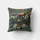 ビンテージバイクのアートワーク クッション (裏面)