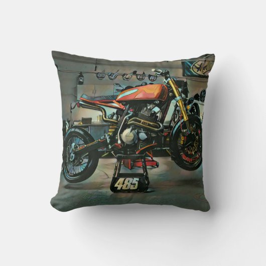 ビンテージバイクのアートワーク クッション (正面)