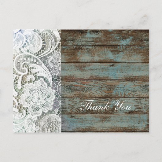 ビンテージバーンウッドレースカントリーウェディングサンキュー ポストカード (正面)