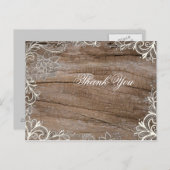 ビンテージバーンウッドレースカントリーウェディングサンキュー ポストカード (正面/裏面)