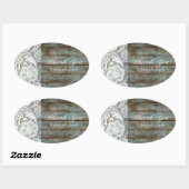 ビンテージバーンウッドレースカントリーウェディングサンキュー 楕円形シール (シート)